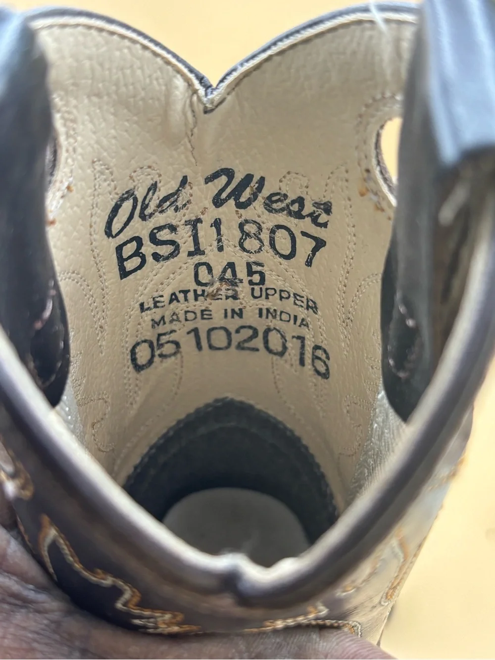 Old West Kids Cowboy Boots Size 4.5 Brown Black Leather Western Square Toe